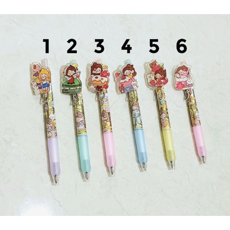 

Punpel Pena Pen Bolpoin Cetek Gel Acrylic Akrilik Tebal Motif Cewek Gemoy Xixi Kue , Ujung Pena Lancip