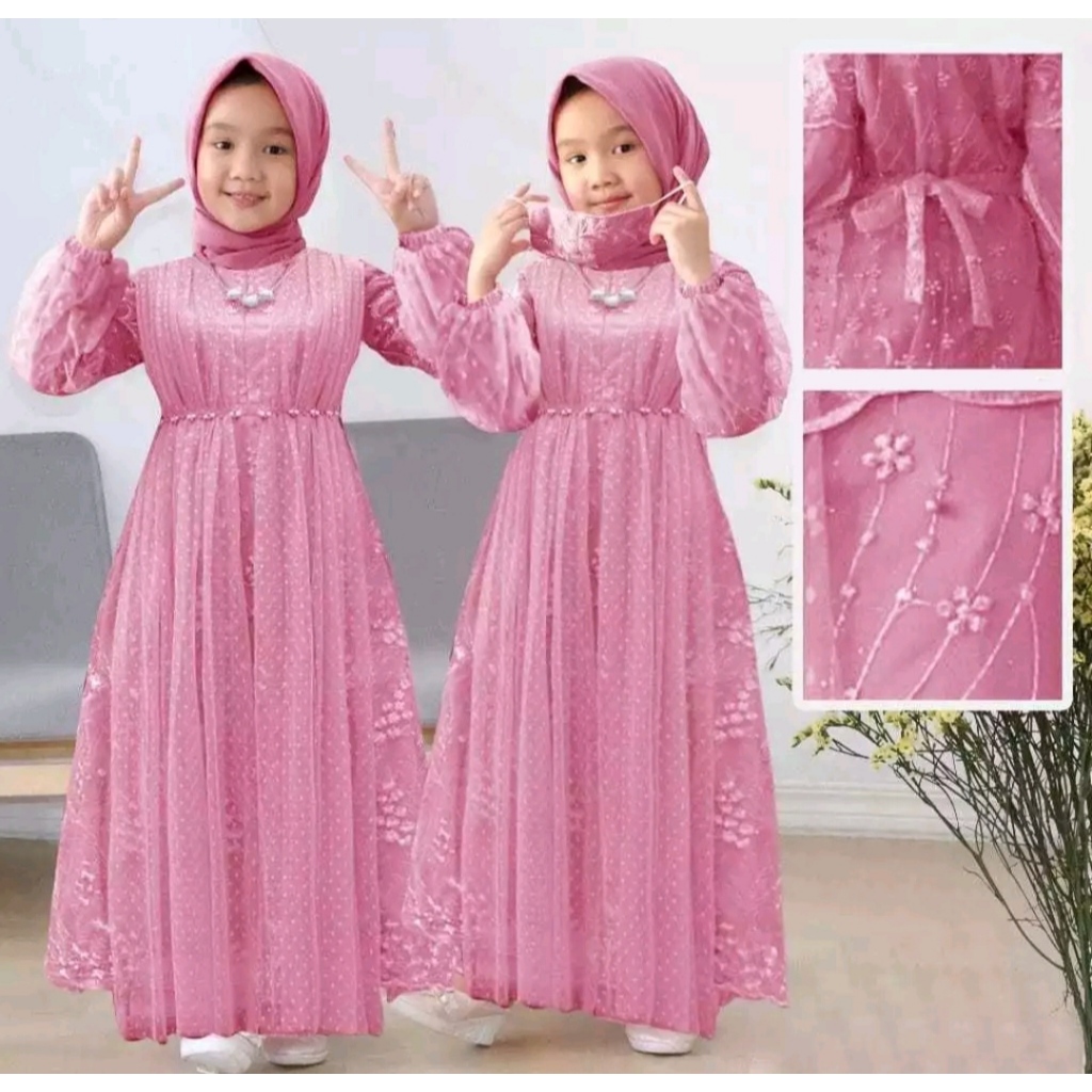 Baju Pesta Gamis Anak Remaja Muslimah Lucu Adem Mewah Elegan Trand Ramadhan Viral Model Terbaru Leba