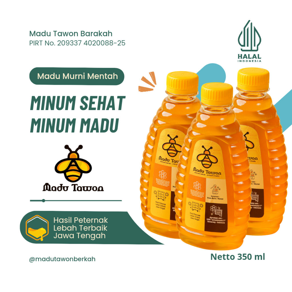 

Madu Asli 100% - Madu Murni Full Nektar Multiflora 600gram - Pure Natural Raw Honey | Madu Tawon | Halal - Dinkes