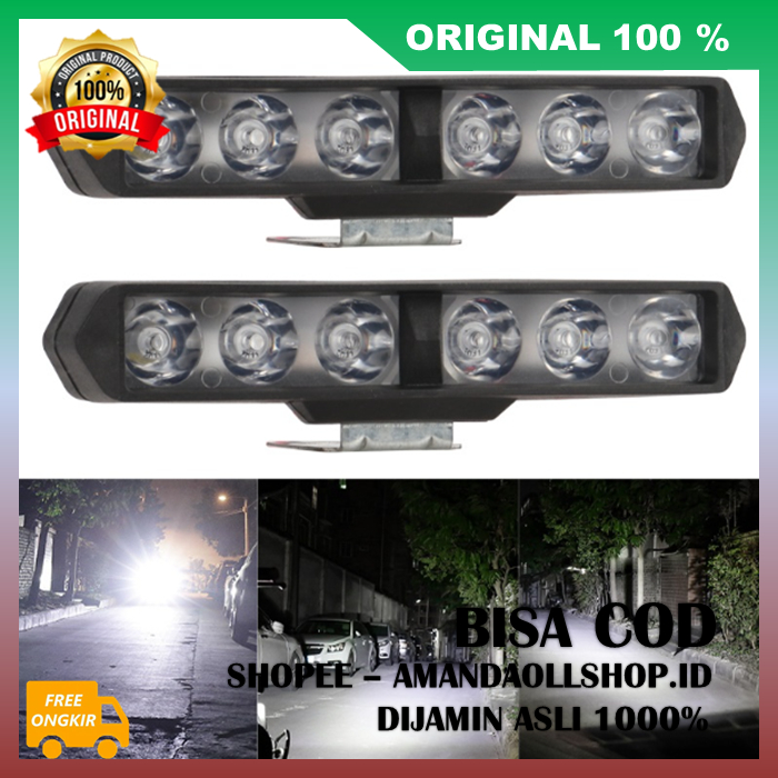 Lampu Led Bar Slim 18 Watt Lampu Tembak Sorot Mobil Motor DRL LED Bar Cree 6 Titik Mata 100% ASLI