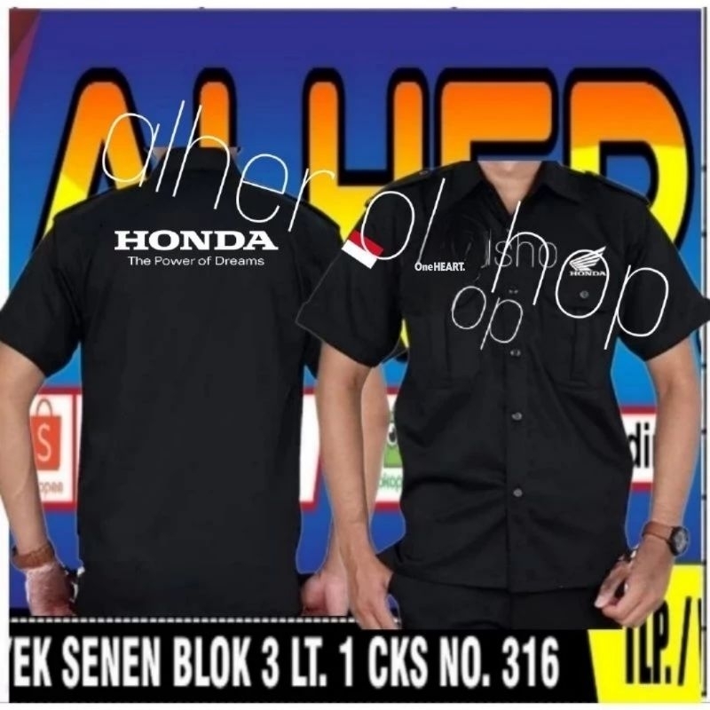 pendek kemeja Honda motor baju Honda motor seragam Honda motor kemeja kerja Honda motor baju kerja H