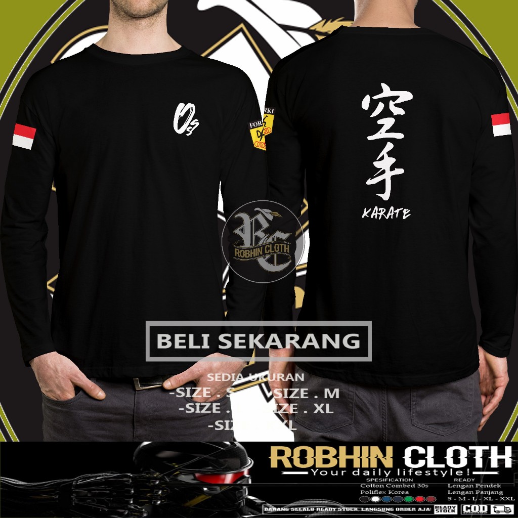 Kaos Karate Kanji FORKI Logo Lengan Panjang Baju Distro