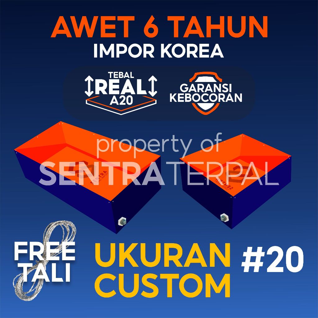 Terpal Kolam Terpal Ikan Tebal A20 / A15 / A12 / A8 Kolam Terpal Kotak Impor Korea Budidaya Ikan Lel