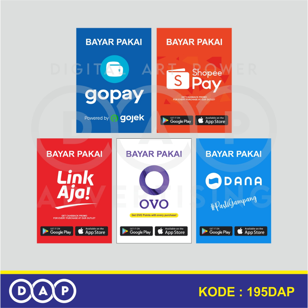 

195 - STIKER BAYAR PAKAI E-WALLET - 10 x 15 CM - VYNIL - TERBAIK