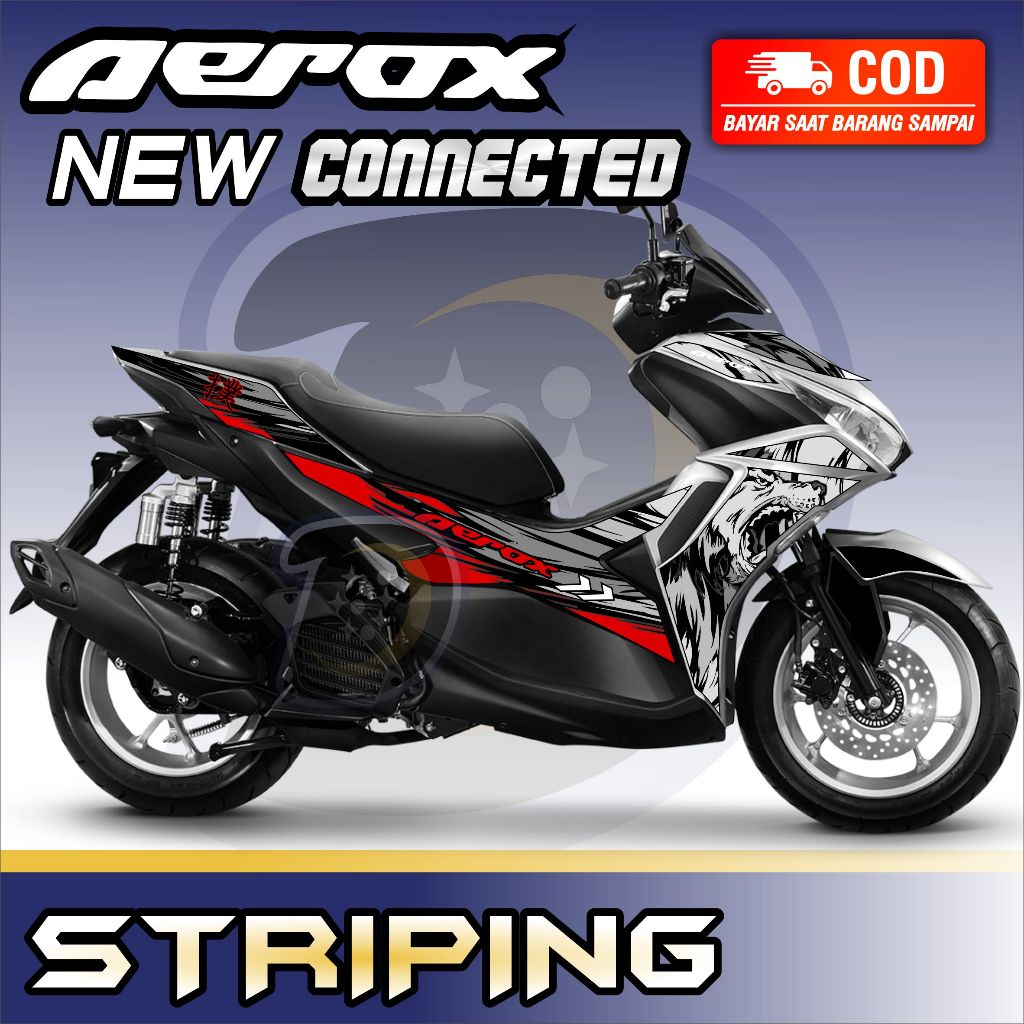 Striping Lis Aerox Connected 2021 New Stiker Motor Yamaha Aerox New Connected Serigala