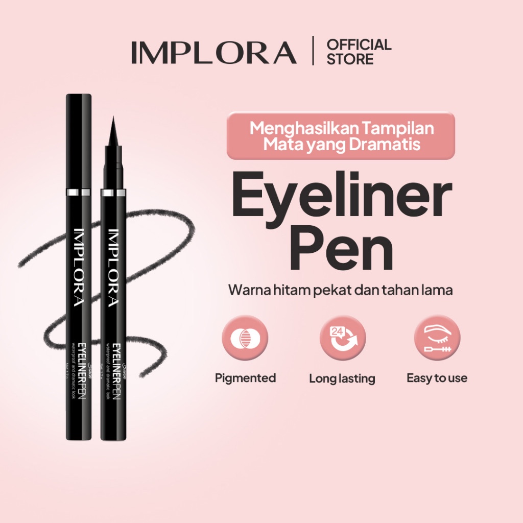 IMPLORA Eyeliner Pen Indonesia / Eyeliner Pen 1.7g / Pigmented & Dramatic Look / Long Lasting / Easy