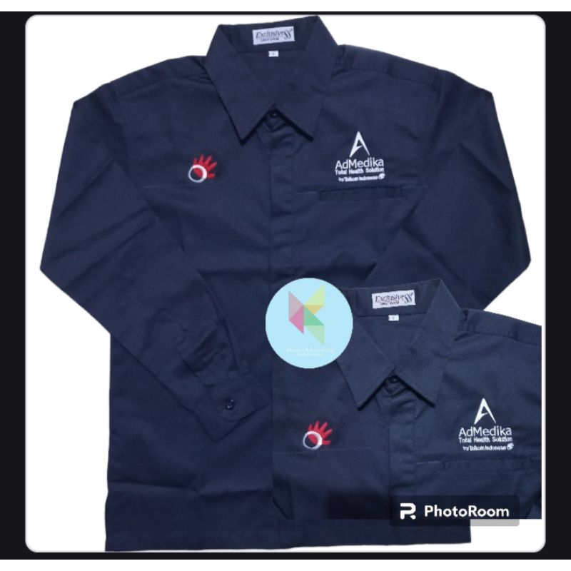 kemeja Telkom Indonesia admedika seragam Telkom Indonesia admedika baju Navy Lengan Panjang