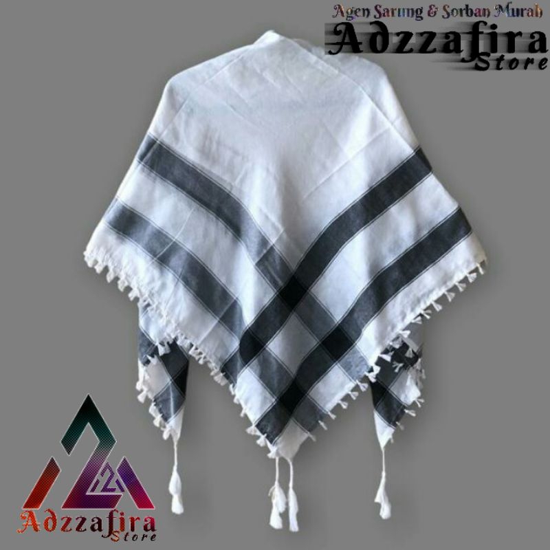 Sorban Arab Erdafa Premium Motif Kotak Salur Palestina - Sorban Kasmiri Original Laki-laki