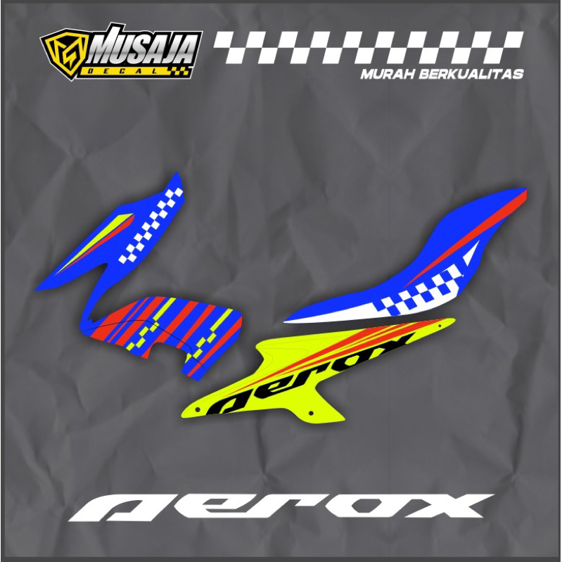 decal aerox roadrace biru putih stabilo pink