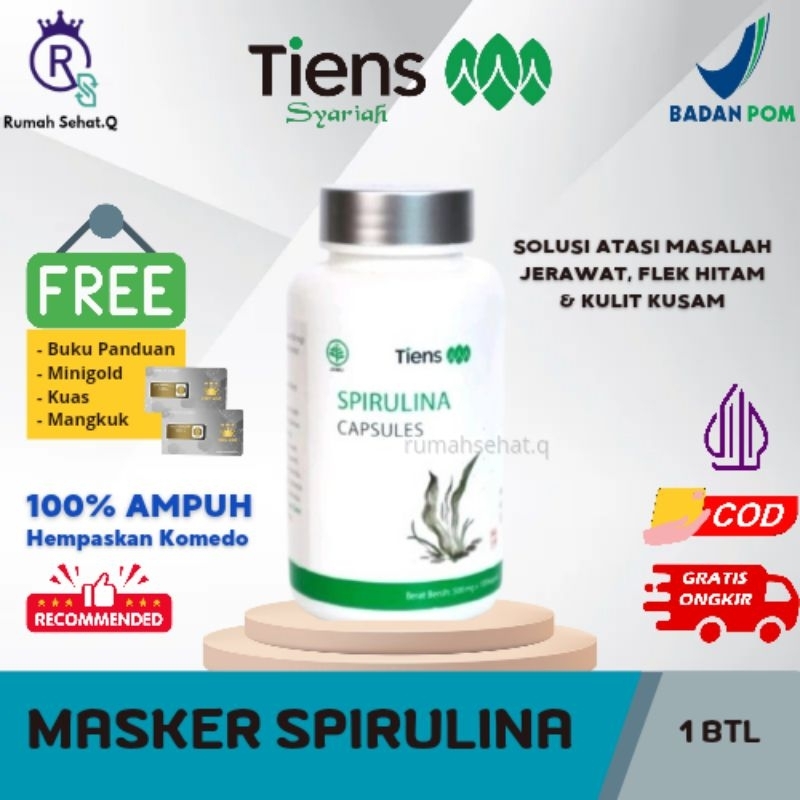 [SEGEL 1 BOTOL UTUH] SPIRULINA KAPSUL - Masker Wajah - Masker Detox Alami - Mengecilkan Pori-pori da