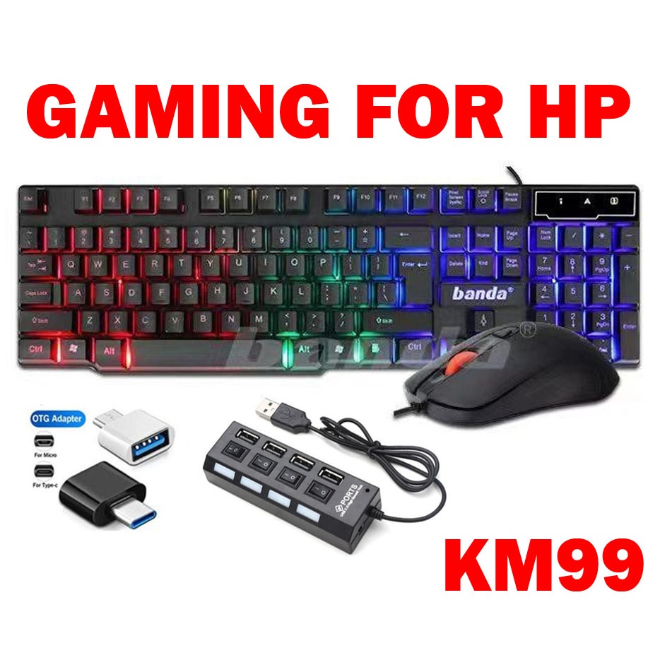 Trend-PAKET KOMPLIT KEYBOARD GAMING + MOUSE + USB HUB + OTG TERMURAH FOR HP