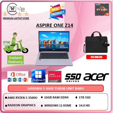 Laptop Acer Aspire One Z14 Ryzen 5 3500U 16Gb 1Tbssd W11 14.0