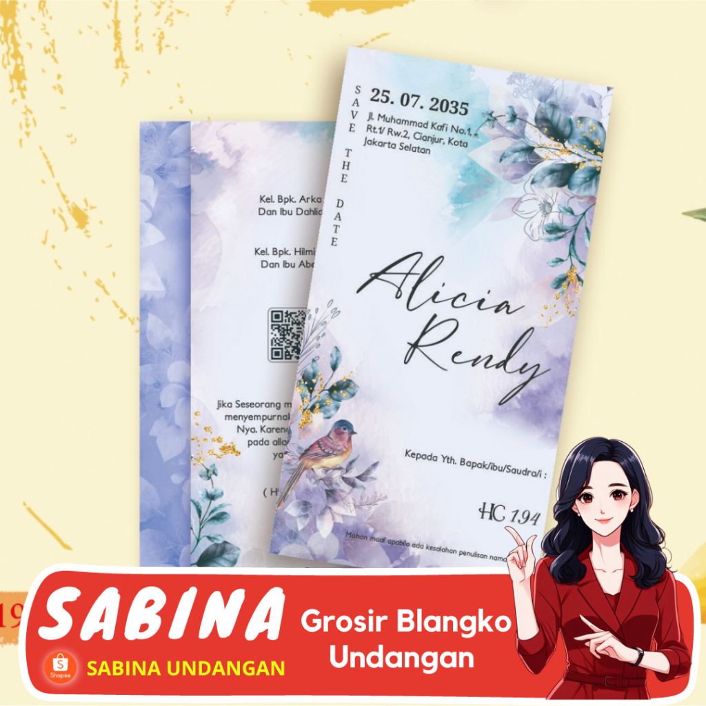 BLANGKO UNDANGAN PERNIKAHAN ATAU KERTAS UNDANGAN HC 194 | SABINA UNDANGAN | UNDANGAN NIKAH | KERTAS 