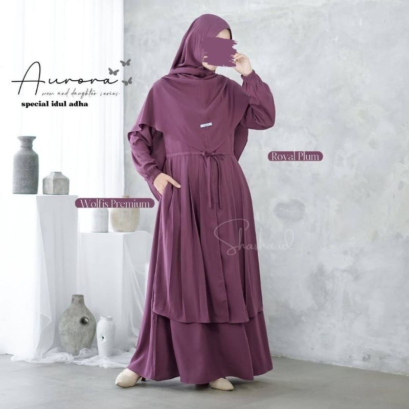 Aurora Set (ied series) by Shahia | Gamis set layer bahan wolfis