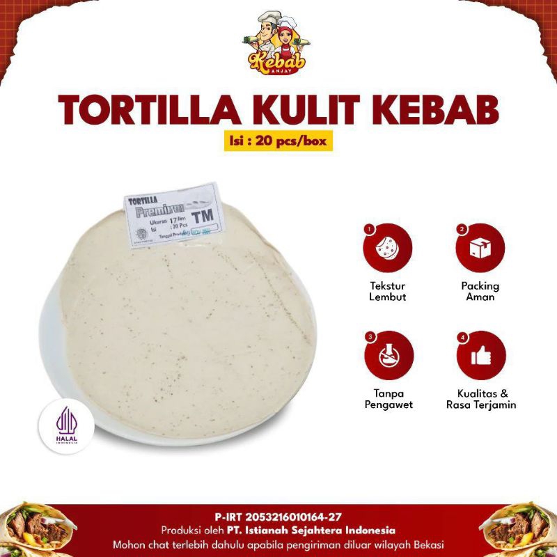 

Kulit Kebab Tortilla Sedang Ukuran 17cm / 20cm / 23cm Isi 20 pcs Tidak Mudah Sobek Tortila Wrap Tortilla Skin Premium