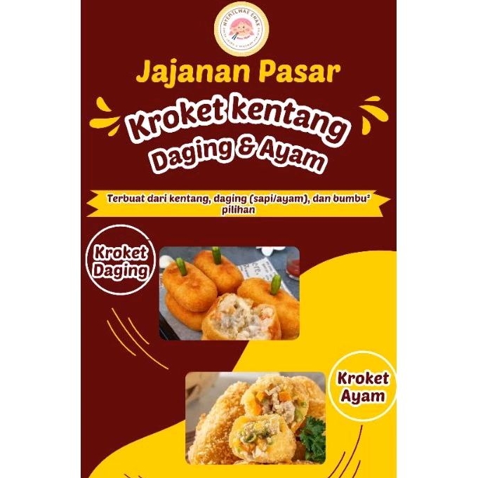 Kroket Kentang PREMIUM Isi Ayam/Daging Wortel Homemade (FROZEN)