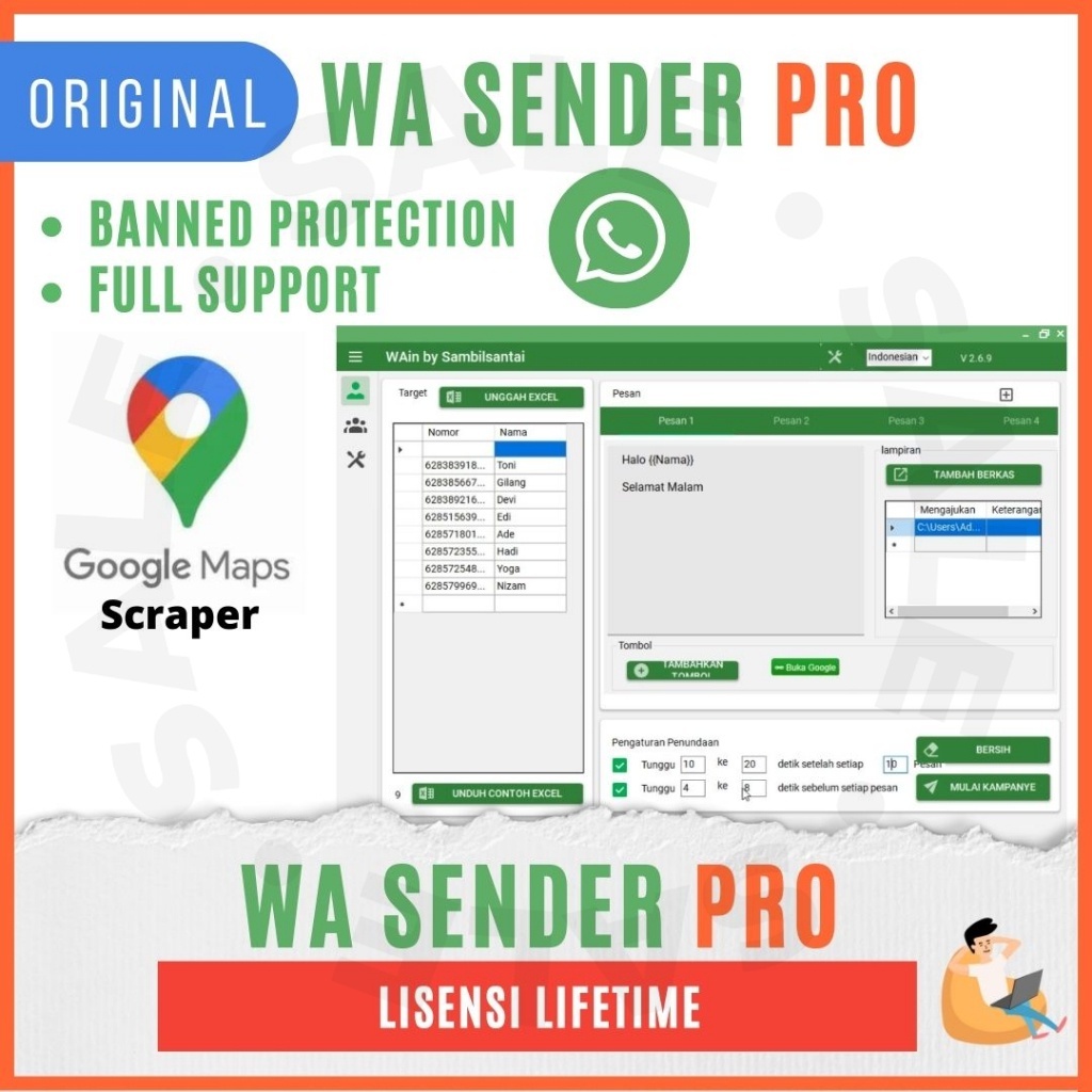 Tools Broadcast WA Bulk Sender PRO TERBAIK Original