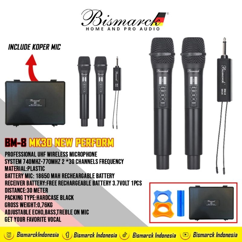 Microphone Wireless Bismarck BM 989 MK 30 Original Bergaransi