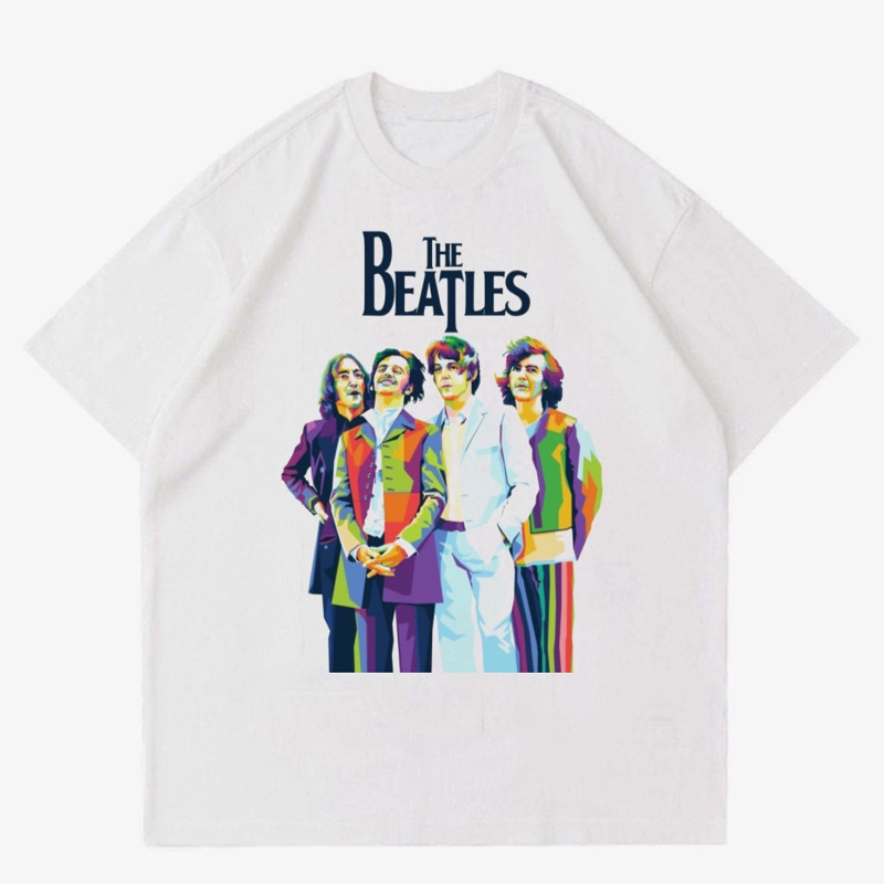 KAOS BAND THE BEATLES | T-SHIRT BAND THE BEATLES WHITE | BAJU BAND PRIA PUTIH
