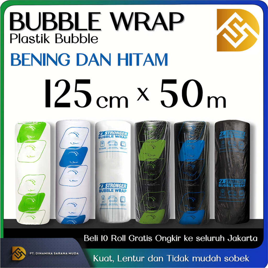 

TB GANEZA Plastik Bubble Buble Wrap Wrapping Roll 50meter x 125cm Warna Bening dan Hitam / Rusfet Murah Kualitas Terjamin / Plastik Packing Berkualitas