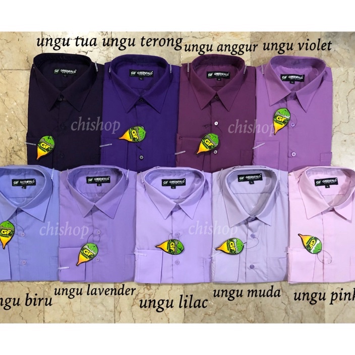 KEMEJA PRIA GREENFALOKEMEJA POLOS LENGAN PANJANG PRIA WARNA UNGU  UNGU MUDA  UNGU LAVENDER  UNGU TUA