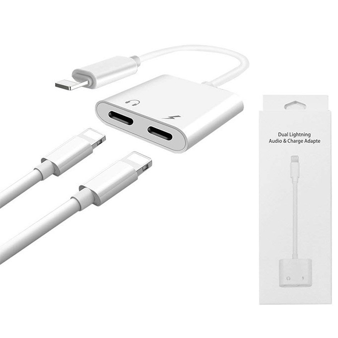 Splitter Dual Lightning for iP - Kabel Adapter Konverter Headset Earphone Ori