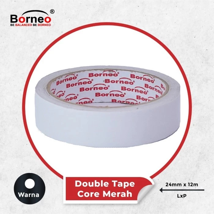 

DOUBLE TAPE MERAH 24MM 48MM BORNEO / PCS