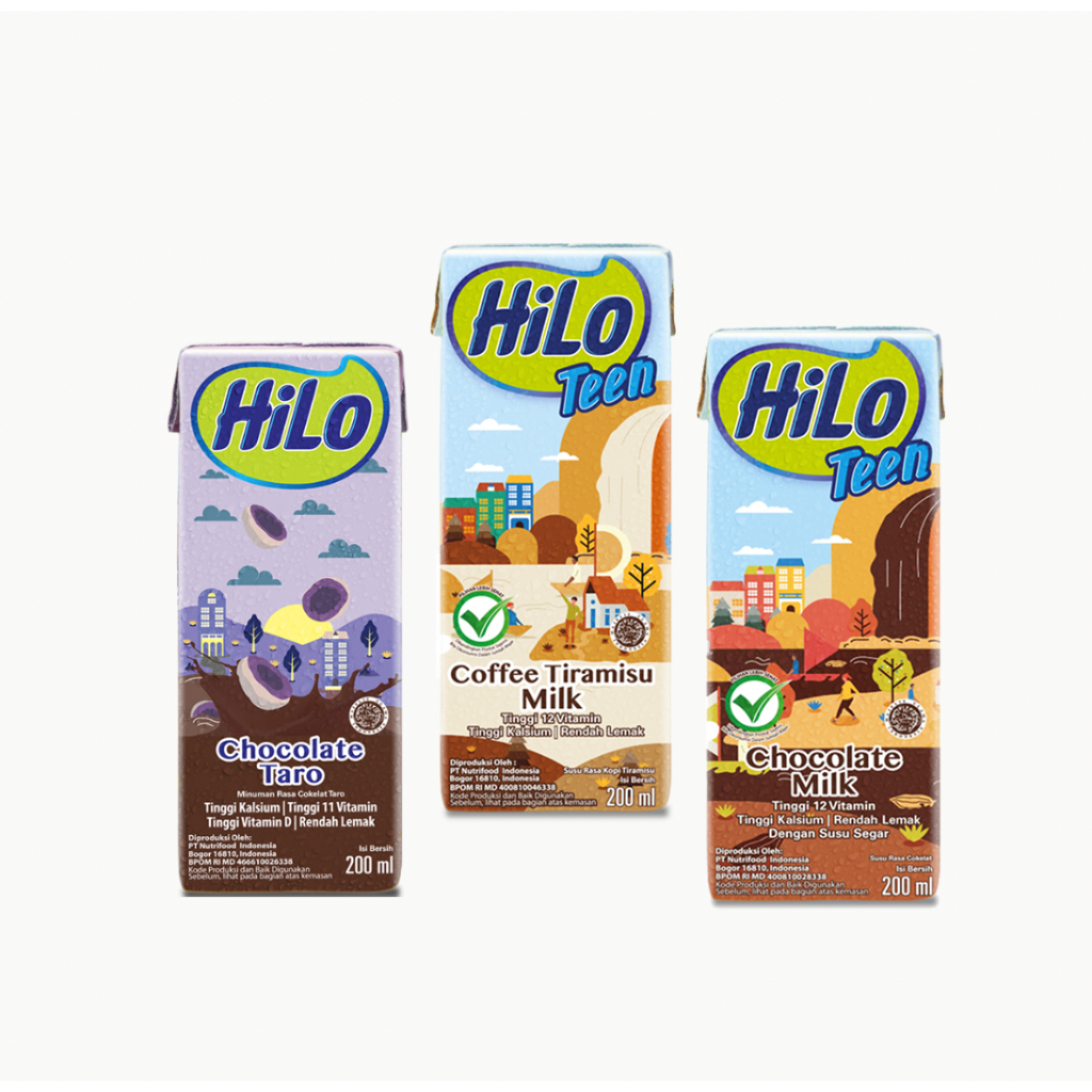 

Susu UHT Hilo Ready to Drink 200ml - Coklat / Choco Tiramisu / Choco Taro