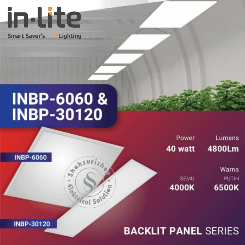 IN-LITE INBP6060 BACKLIGHT PANEL LED 4800LM 40W 40 WATT 595X595X30MM