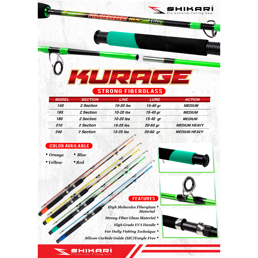JORAN PANCING MURAH SHIKARI KURAGE FIBER SOLID 150 165 180 210 240