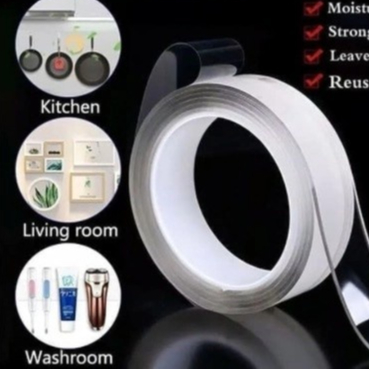 

Double Tape Isolasi Nano Anti Air Tranparan Bening 2 sisi Super