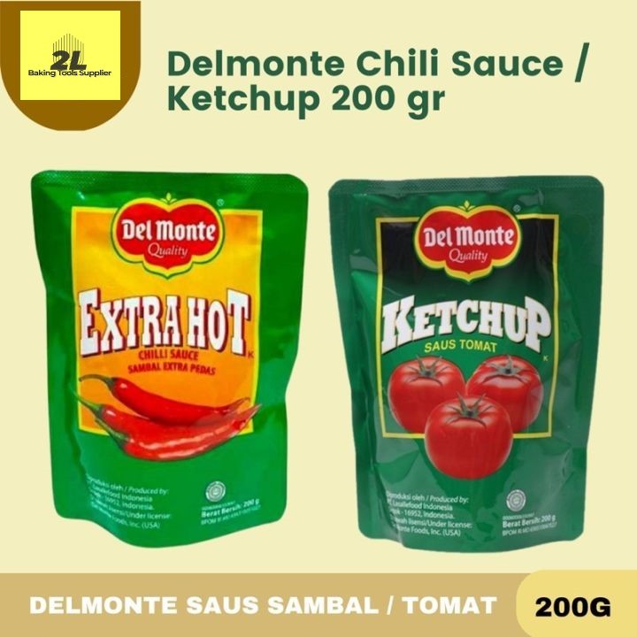 

Delmonte saus tomat, saos sambal, extra hot Sauce Delmonte 200 gram