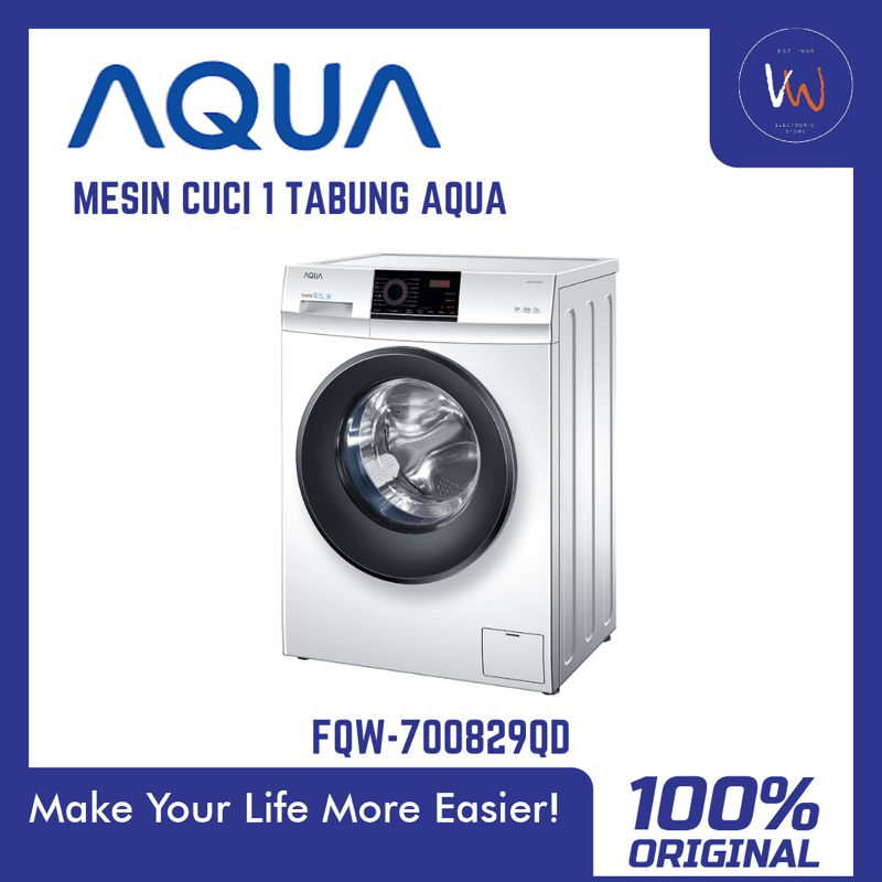 Mesin Cuci 1 Tabung Aqua FQW-700829QD (Front Loading) / Mesin Cuci Front Loading / Mesin Cuci Laundr
