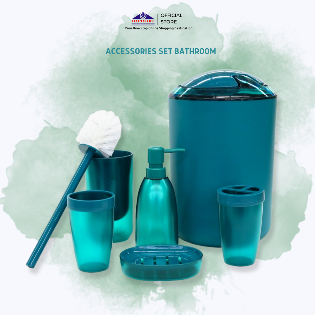 Peralatan Mandi Plastik 6 In 1 Bathroom Set Perlengkapan Mandi / Set Peralatan Kamar Mandi Estetik /