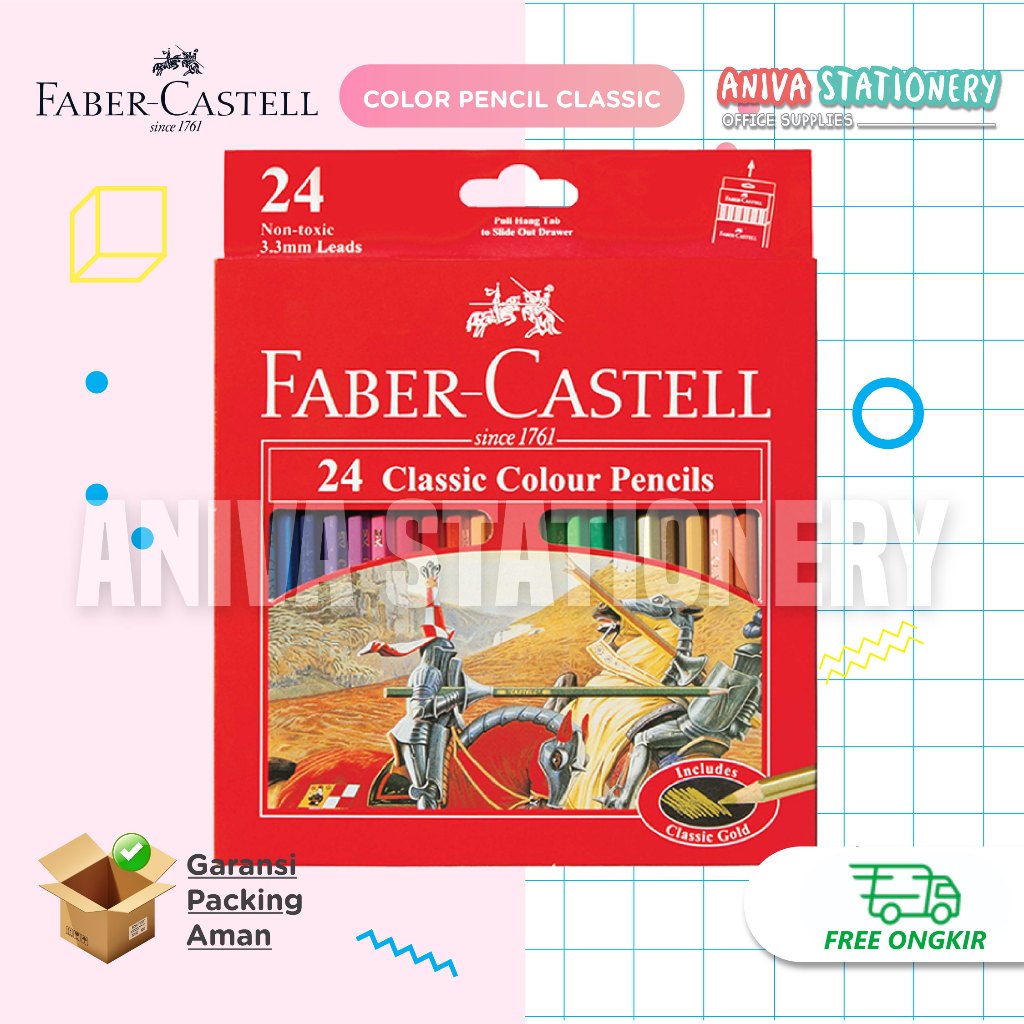

FABER CASTELL 24 COLOUR PENCILS CLASSIC PENSIL WARNA PANJANG