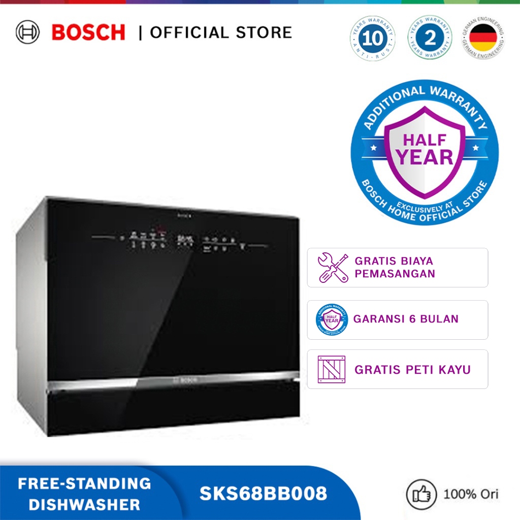Bosch SKS68BB008 Free-standing Compact Dishwasher Mesin Pencuci Piring