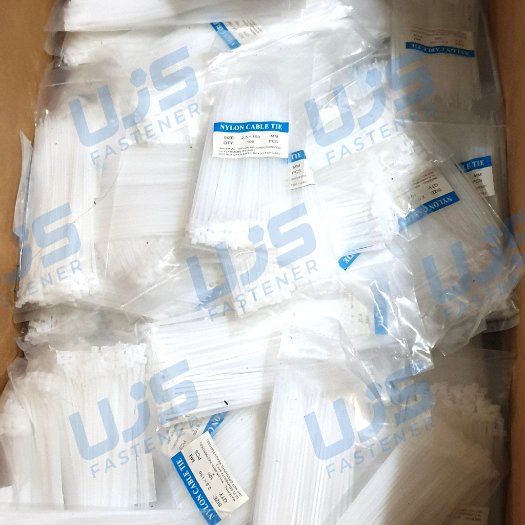 

Kabel Tis 2,5x150MM 15CM Putih Cable Ties Tali Strip Segel Plastik