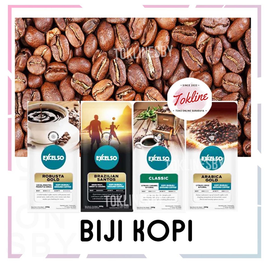 

[ 1 Paket isi 2 ] EXCELSO BIJI KOPI BUBUK BRAZILIAN KALOSI JAVA ARABICA SUMATERA MANDHEDING ROBUSTA GOLD HOUSE BLEND 200gr