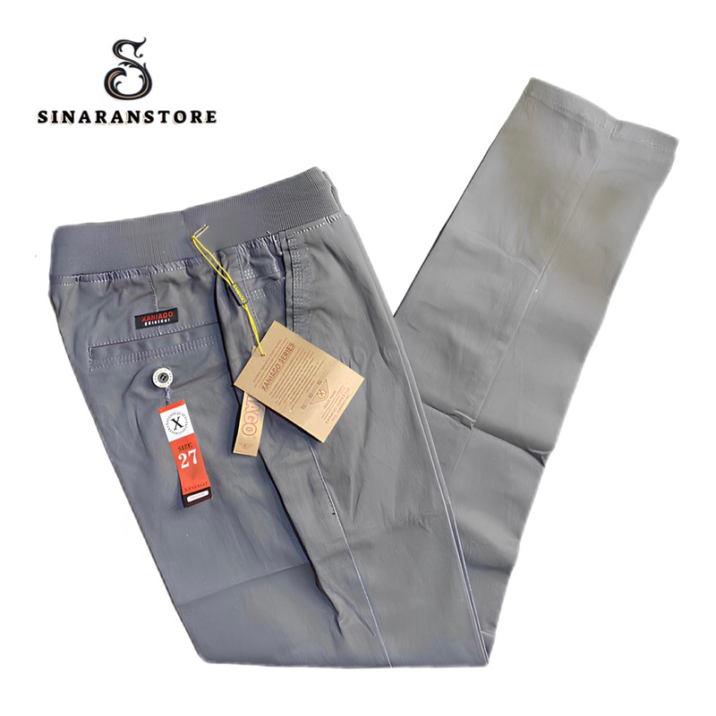 Celana Chino Pria Jumbo Pinggang Karet 39-44 Xaniago Original