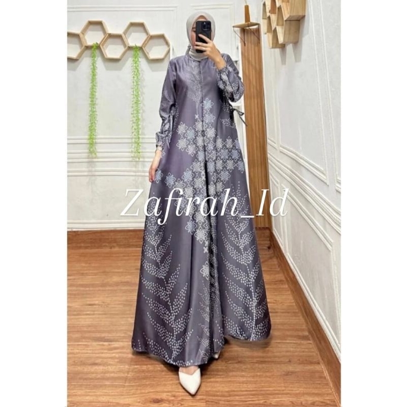 Gamis silk premium mewah|Gamis silk motif premium terbaru|Nafisah Dress muslim terbaru fashionable m