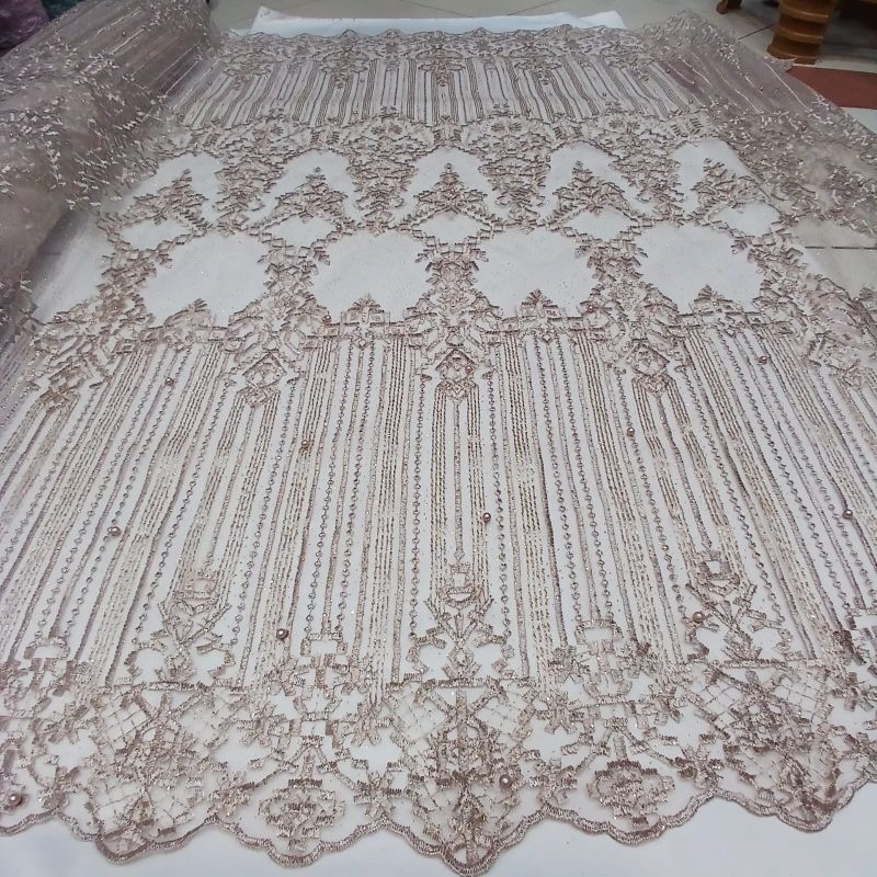 Bahan Kain Tile Bordir Max-Mutiara/Tile Motif Sumba/Bahan Kebaya Wanita