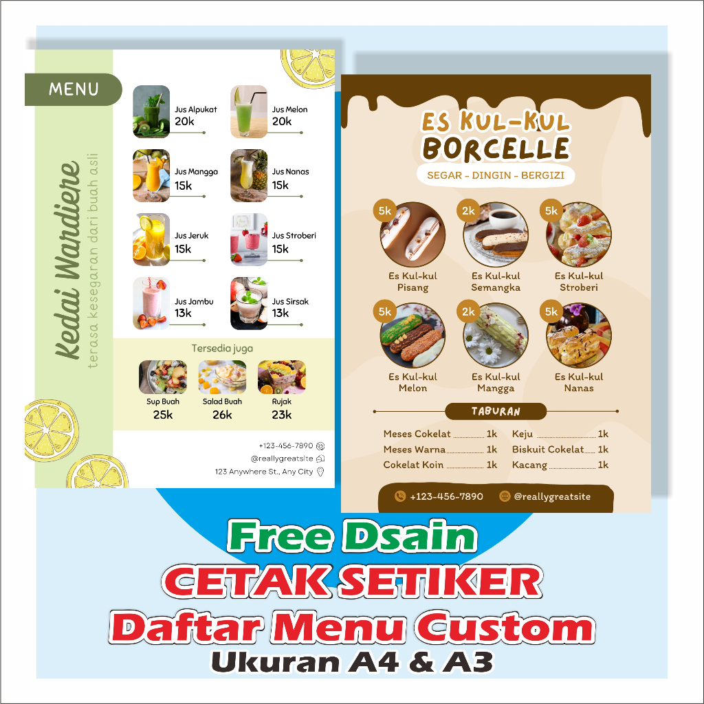 

CETAK SETIKER DAFTAR MENU MAKANAN MINUMAN CUSTOM STIKER DAFTAR MENU A3 A4