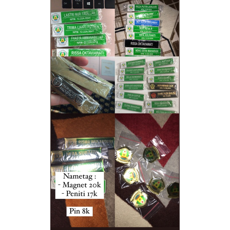 

Nametag Custom Besi Kuningan Gold Murah Perawat Bidan Guru Abneg