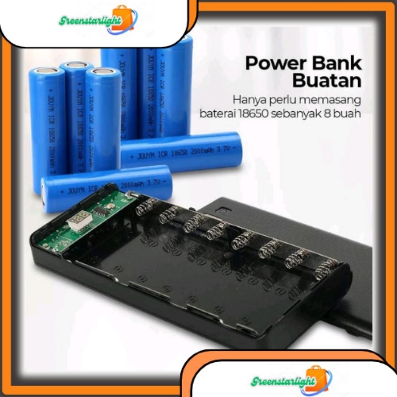 Kit Modul Casing Case Powerbank Baterai 8 x 18650 2 Port Display
