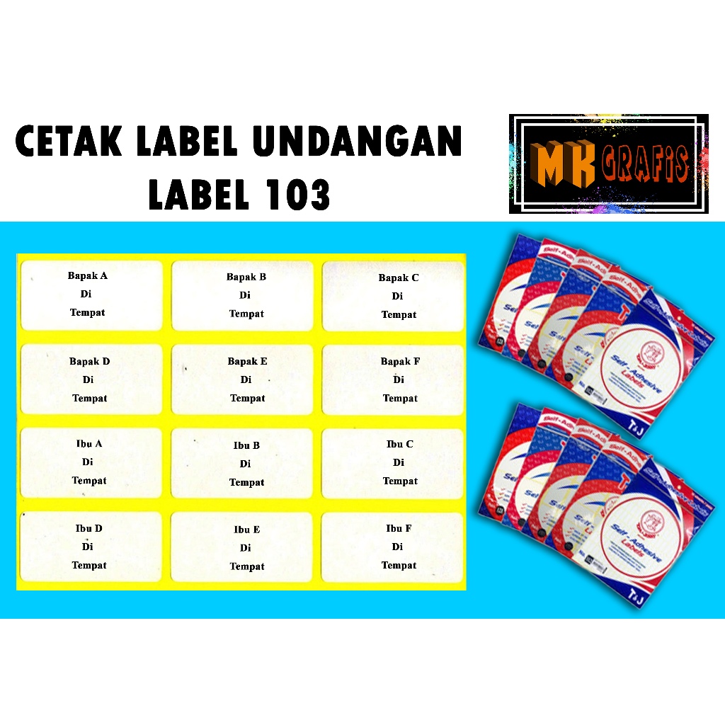 

Cetak Label Undangan 103 Isi 12 Nama 1 lembar