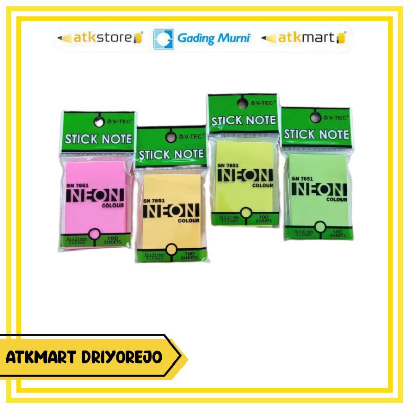 

V-TEC STICKY NOTES SN-7651 - STICK NOTE - POST IT - STIKER PENANDA BUKU