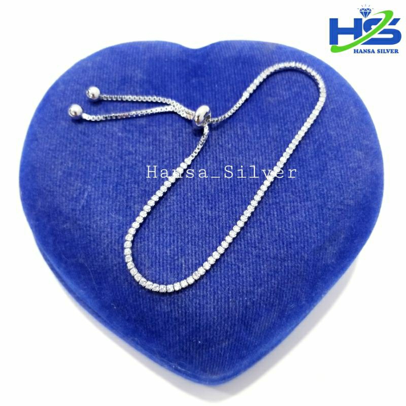 Gelang Perak Wanita Asli Silver 925 Lapis Emas Putih Model Italy Serut Aurel - Gelang Perak Wanita A