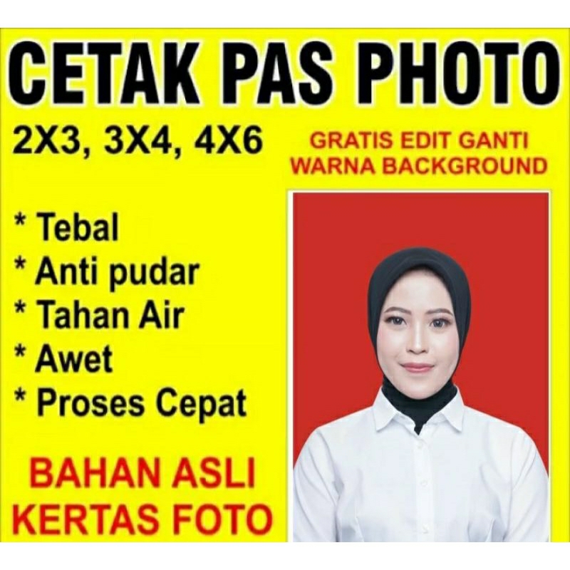 

Cetak Pas Foto 2x3 4x6 3x4 (FREE GANTI BACKGROUND)