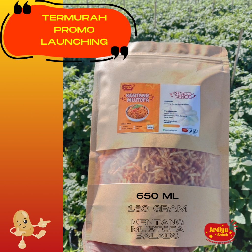 

kentang mustofa TERMURAH 650ml / 180gram pedas balado kering