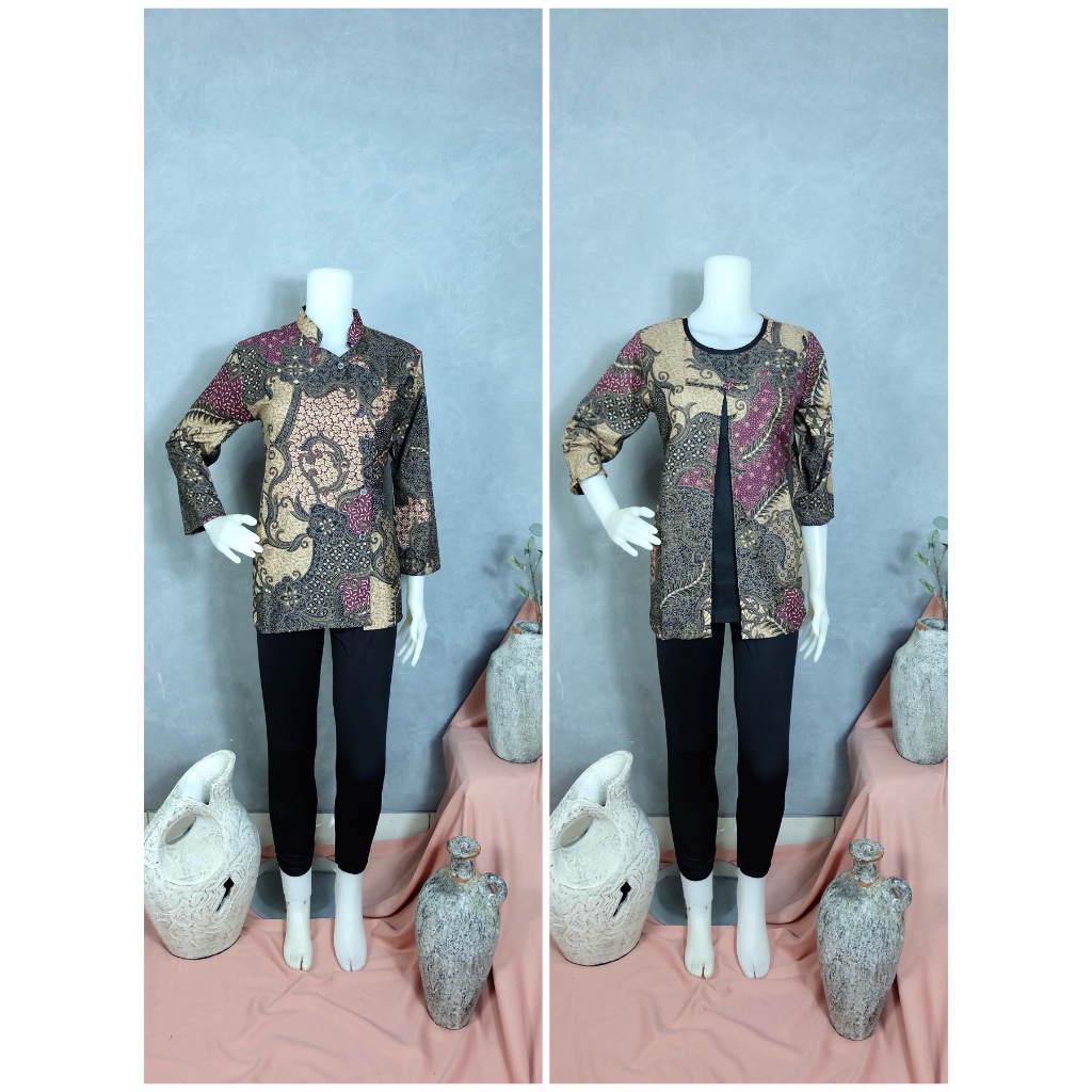 blus batik kantoran | atasan batik wanita model 1